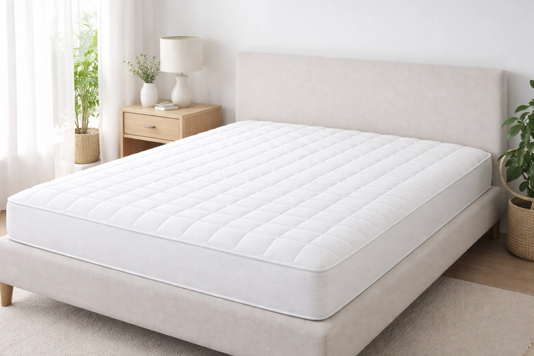 Professional mattress cleaning in Chestermere Alberta showing a clean fresh bed in a bright modern bedroom